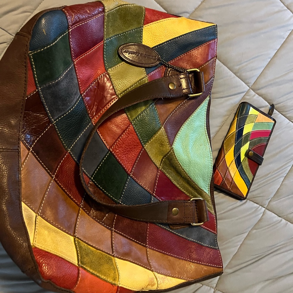 Pelle Multicolor Patchwork Leather Tote Bag and Wallet